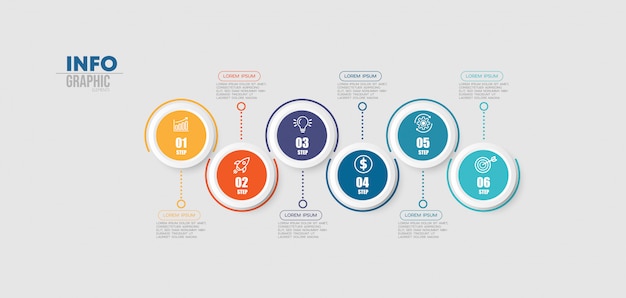 Infographic element with icons and 6 options or steps. 