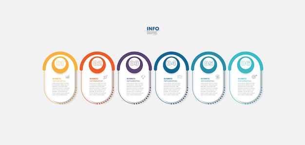 Infographic element with icons and 6 options or steps.