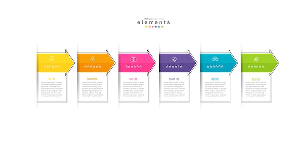 Infographic element with icons and 6 options or steps.