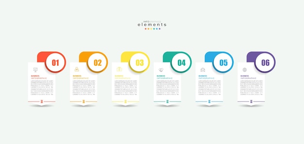 Infographic element with icons and 6 options or steps