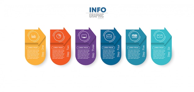 Infographic element with icons and 6 options or steps