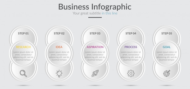 Infographic elements for content with icons and options or steps.