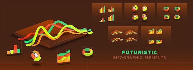 Infographic elements pie chart bar lines and comparison charts 3D style presentation