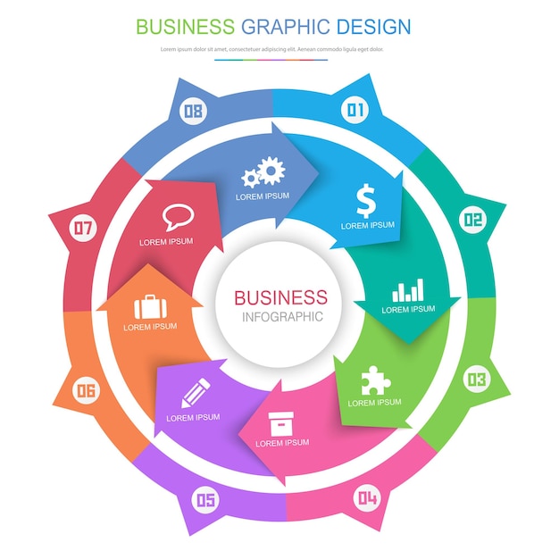 Infographic Elements with business icon process or steps and options workflow vector design