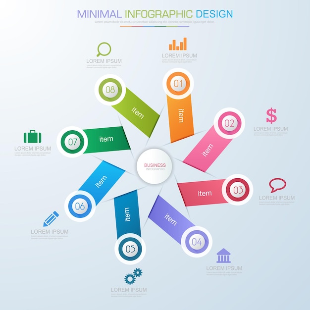 Infographic Elements with business icon process or steps and options workflow vector design