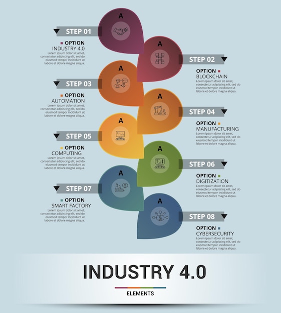 Infographic industry template icons in different colors