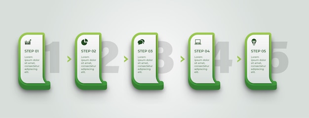 Vector infographic label design made easy 5 step by step options