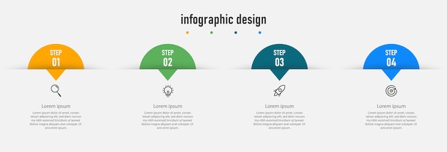 Infographic label design template time line with 4 steps,