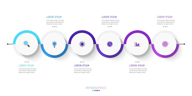 Infographic label design template with 6 options or steps. 