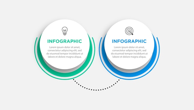 Infographic label design template with icons and 2 options or steps