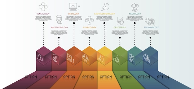 Infographic medical template icons in different colors