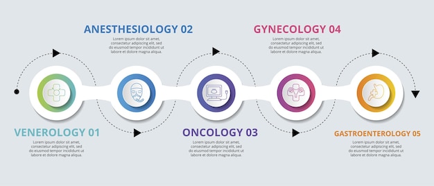 Infographic medical template icons in different colors