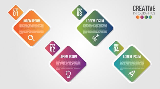 Infographic modern timeline design vector template for business with 4 steps or options