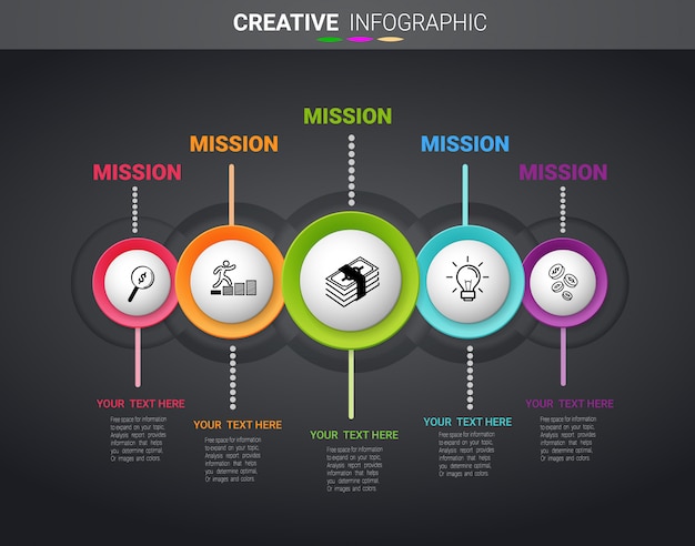 Infographic my maps design template with numbers 5 option.