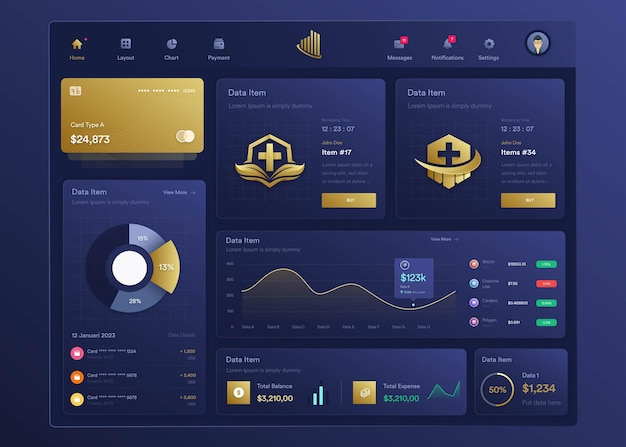 Vector infographic nft dashboard uiux design with graphs charts and diagram