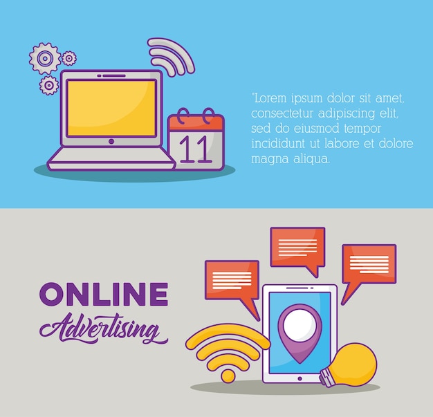 Infographic of online marketing concept 