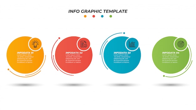 Infographic paper layout design template with thin line process. Business concept with 4 options, steps.