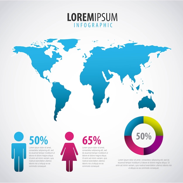 infographic people world map percentage and chart template