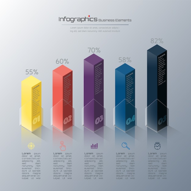 Infographic presentation and chart, steps or processes, options number workflow template