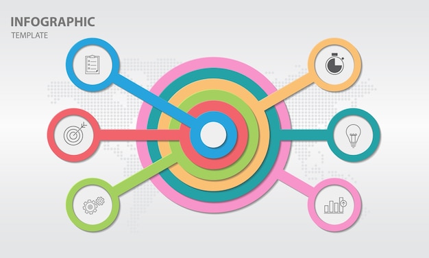 Infographic presentation template with ciecle 6 options