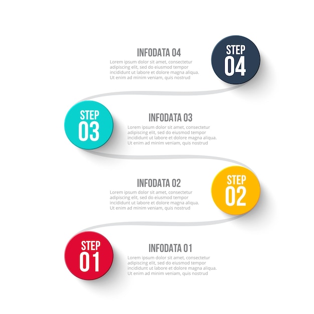 Infographic slide presentation. Concept of business project visualization with 4 options or steps.