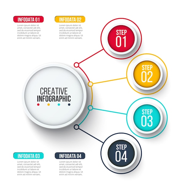 Infographic slide presentation. Concept of business project visualization with 4 options or steps.