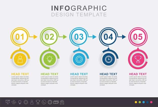 Infographic steps business management statistics at work