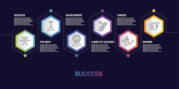 Infographic success template icons in different colors