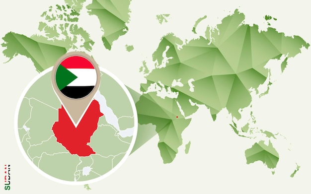 Infographic for Sudan detailed map of Sudan with flag