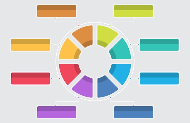 Infographic template of 8 circle modern diagram topic presentation infographic vector