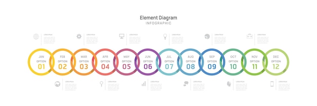 Infographic template for business 12 Months modern Timeline element diagram calendar 4 quarter steps milestone presentation vector infographic