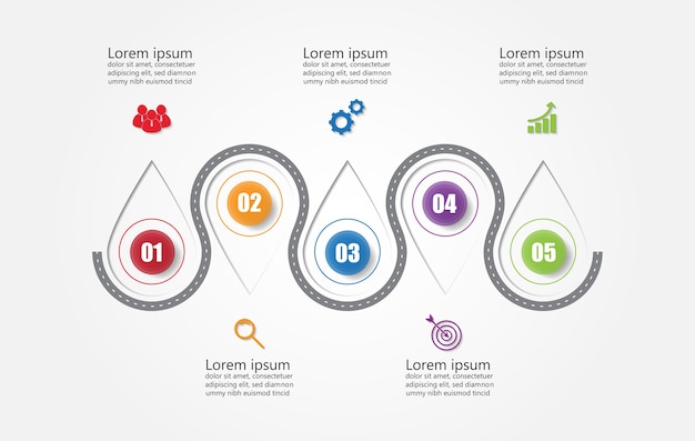 Infographic template for business with 5 options