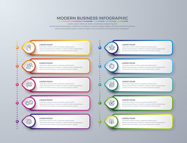 Infographic template design with 10 process choices or steps