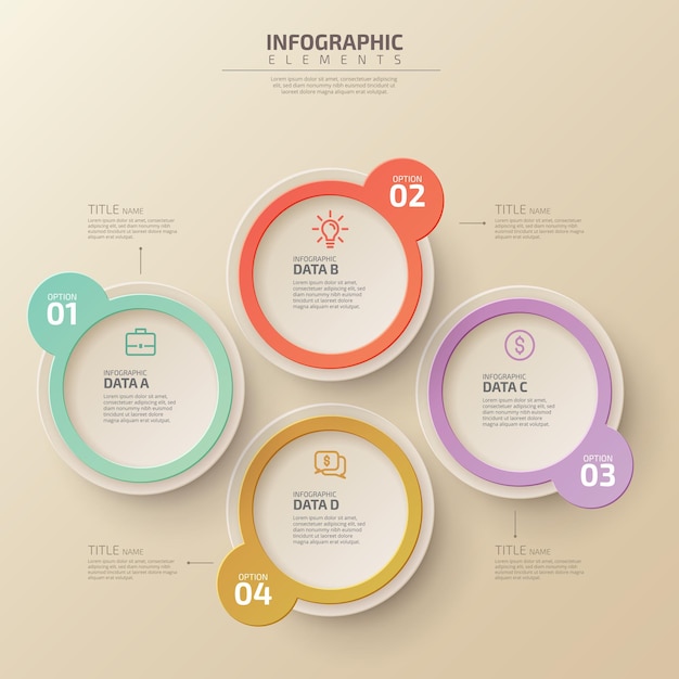 Infographic template for diagram graph presentation and round chart business concept with 4 options