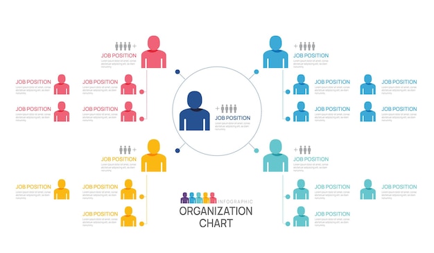 Infographic template for organization chart with business people icons vector infographic for business