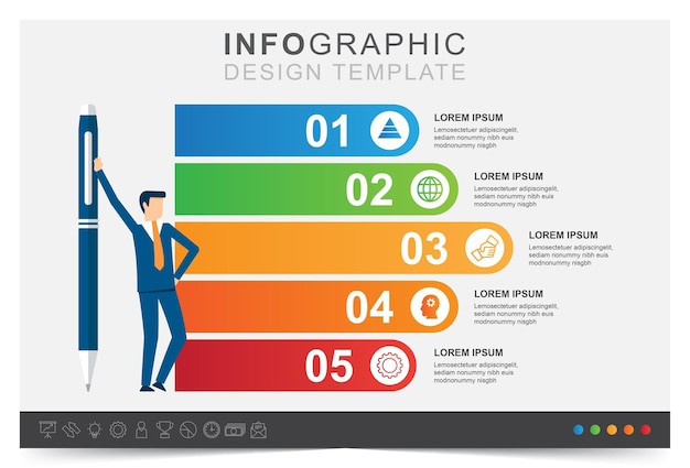 Infographic template presentation business data and icon set