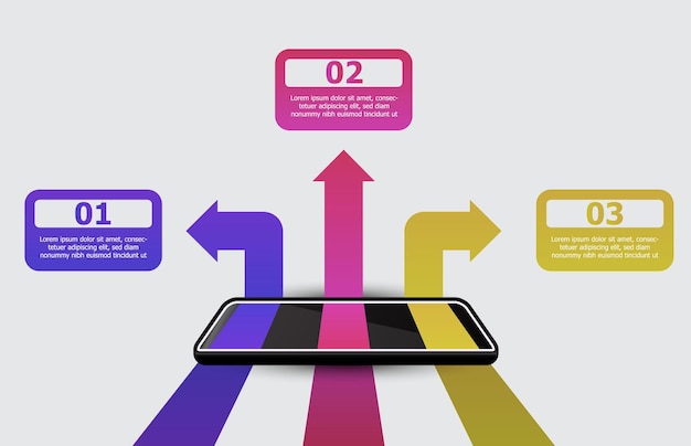 Infographic template of process step with mobile tablet phone presentation infographic vector