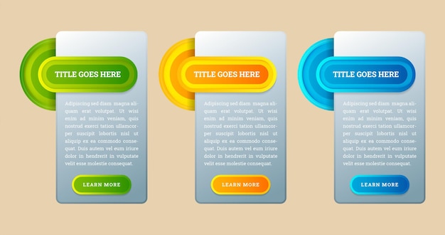 An infographic template with 3 steps and an image of three rectangles. Place for text vector