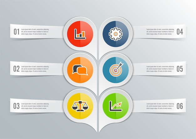 infographic template with 3D paper label