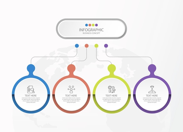 Infographic template with 4 steps, process or options.