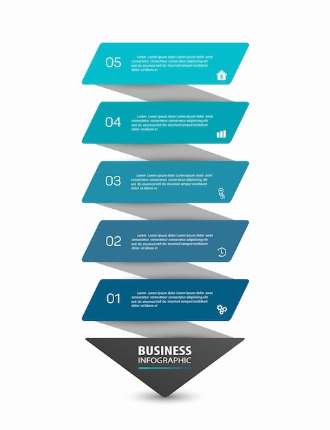 Infographic template with 5 options or steps