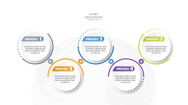 Infographic template with 5 steps, process or options, process chart.