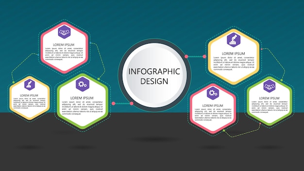 Infographic template with 6 elements Premium Vector