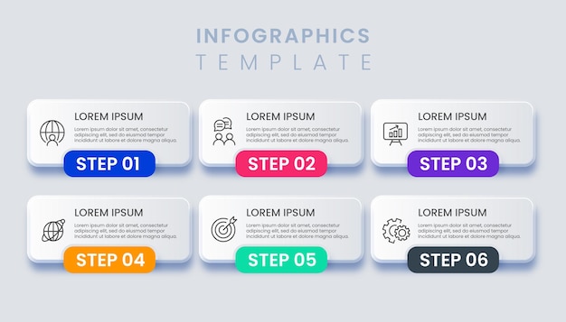 Infographic template with 6 options illustration