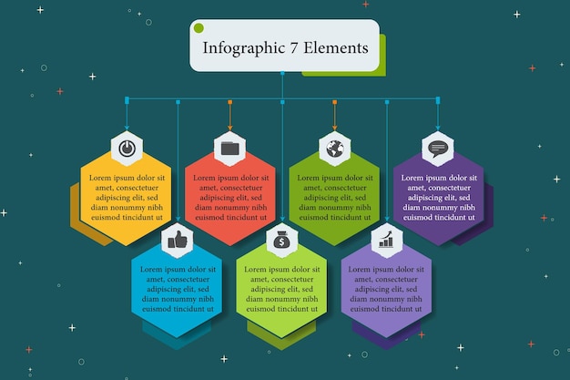 infographic template with 7 elements suitable for motion