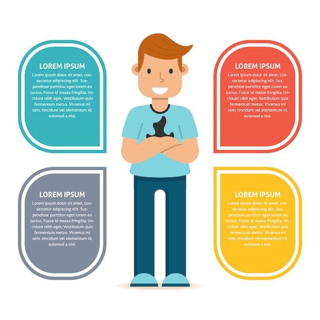 Infographic Template with Casual Man Character