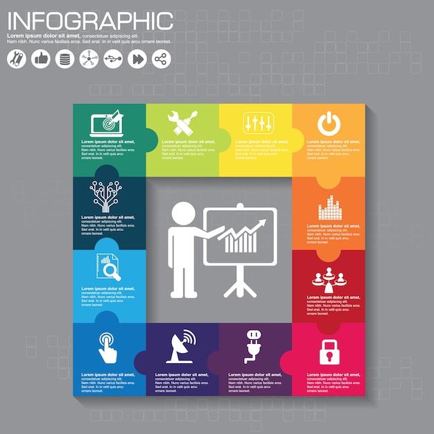 Infographic template with flat icons for presentation.