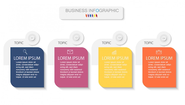 Infographic template with four steps or options, workflow, process diagram