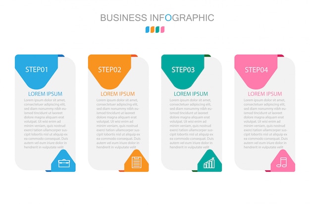 Infographic template with four steps or options