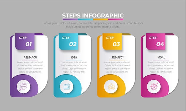 Infographic template with four steps or options